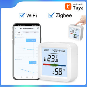 Tuya Smart WiFi/Zigbee Temperature and Humidity Sensor Indoor Hygrometer Thermometer with LCD Display Support Alexa Google Home