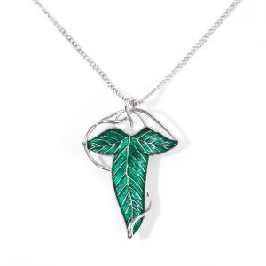 Hobbit Green Leaf Necklace The Lord Of The Rings Vintage Elf Green Leaf Pendant Cosplay Props Metals Pendant Women Jewelry