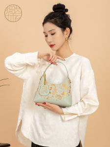 New Chinese Style Song Jin Womens Bag Hua Jin Hui Handbag Crossbody Bag High-End Sensation Handbag Floral Embroidery Leather