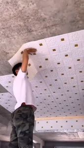 8mm Foam Wallpaper 4D Permata Lebih Tebal Besar 70cm  x 70cm Wallpanel Ceiling Wallpaper Peel And Stick Adhesive Wallpaper
