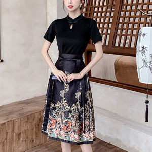 Short Length Womens Hanfu Set New Chinese Style Summer Outfit Lyocell Fiber Material for 18-25 Year Olds Birthday Party