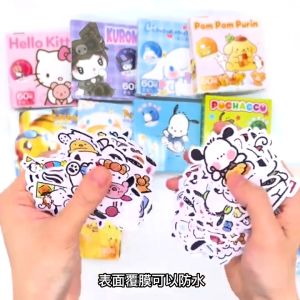 Sanrio Kuromi Cartoon Luggage Sticker Collection Premium Re-stickable Stickers for Encouraging Kids