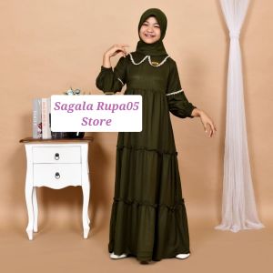 Gamis Anak Muslim Long Dress Serut Susun/Gamis Anak Usia 4-14 tahun