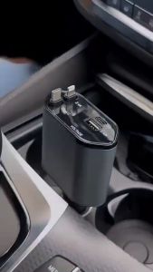 หัวชาร์จเร็ว อะแดปเตอร์ ที่ชาร์จในรถ ชาร์จ USB 4-in-1 Type-C 120W มุมปรับได้ ชาร์จเร็ว สําหรับรถยนต์ ชาร์จเร็วสำหรับ For iPhone Xiaomi Huawei Samsung