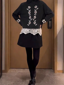 Black Thickened Woolen A-Line Mini Skirt Womens Autumn Winter New Style plus Size Versatile Skirts Pear Shape Slimming