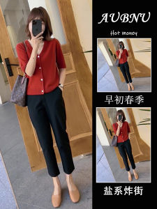 Slimming Summer Outfit Set Womens Fashionable Salt System Light Maturity Two-Piece Set plus Size Aesthetic High-End Feel