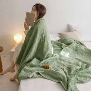 Pure Color Four-layer Gauze Blanket Triangular Leaf Jacquard Cotton Towel Quilt Skin-friendly Summer Quilt Bedspread
