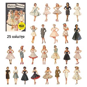Mr. Paper25 แผ่น/แพ็ค สติ๊กเกอร์ตัวละครหญิง เสื้อผ้ามืออาชีพหลากหลาย สติ๊กเกอร์เสื้อผ้าผู้หญิง ของขวัญวันเด็ก