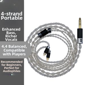 Yongse | Universal Fit Upgrade Cable A2DC MMCX Single Crystal Copper Silver Plated