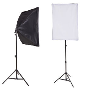 Photography Softbox Lighting Kits 50x70CM Professional Continuous Light System Soft Box For Photo Studio Equipment Lampu Studio Lighting Softbox Kit Light Lamp Bulb Mentol Terang Umbrella Tripod Shooting Soft Box 5500k Reflector Lights