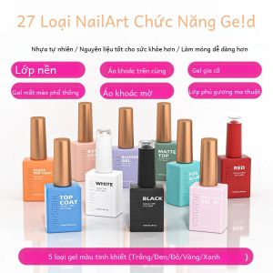 Sơn Gel Chăm Sóc Móng Tay Vendeeni UV 15ml - 27 Loại Bao Gồm Lớp Phủ Bóng Lớp Nền Hiệu Ứng Gương Mắt Mèo Màu Trơn Đen Trắng Dành Cho Trang Trí Móng