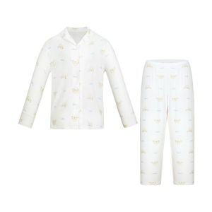 Aimix Girls Home Clothes Set Long Sleeve Cardigan Sleepwear Pants Antibacterial Milk Skin Cute Style Childrens Autumn Spring