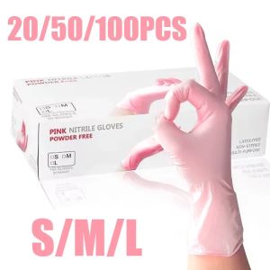 20/50/100PCS Light Pink Nitrile Gloves Disposable Nitrile Gloves Suitable Home Cleaning Pet Bathing Beauty Hairdressing Tools