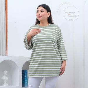 Kaos Salur oversize wanita stripe 2 kombinasi warna