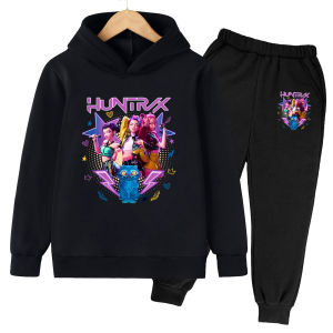 New KPop Demon Hunters Cartoon Girl Hoodie+Pants Two Piece Set for Girls KPop Childrens Girls Hoodie Top Sweatshirt Set