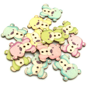 50PCS/Lot Flower Shape And Bear Shape 2-holes Round Wooden Buttons For Sewing Clothing Scrapbooking Crafts Home Decor CJCYNK009
