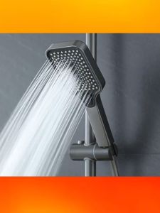 Bộ sen cây tắm đứng nóng lạnh phím đàn đồng thau mạ tĩnh điện titan nano xám thời thượnghiển thị nhiệt độ không han gỉ