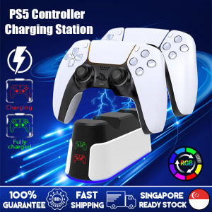 🇸🇬[Ready Stock] PS5 Controller Charging Station with LED Indicator RGB Light Dual Charger Dock Fast Safe PS5 Pro Accessories