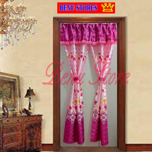 Màn cửa rèm treo cửa màn trang trí ép biên chất liệu phi bóng màu hồng nhiều kích thước bền đẹp sang trọng giá rẻ bất ngờ