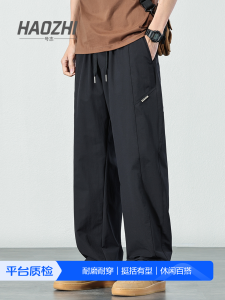 Ice Silk Quick Dry Mens Summer Lightweight Breathable Cool Feeling Straight Leg Casual Pants Loose Drape Casual Trousers