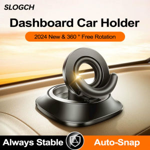 360 ° Rotatable Car Phone Holder Automatic Spring Dashboard Cell Phone Mount Non Slip Silicone Base Stand Compatible with iPhone Samsung Huawei Xiaomi Auto Lock Windshield Bracket