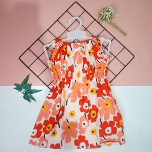 Baju dress anak perempuan | Dres smok anak perempuan 1-2Tahun warna dan motif random