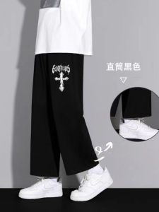 กางเกงขายาวทรงตรงผ้าโพลีเอสเตอร์สำหรับผู้ชาย ทรงหลวม ทรงตรง ทรงหลวม กางเกงขายาวทรงตรงผ้าขนแกะสำหรับเด็กและเยาวชน