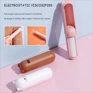 Dụng Cụ Loại Bỏ Lông Vải Gấp Gọn Hình Hoạt Hình Cầm Tay Di Động - Bàn Chải Làm Sạch Tóc Bằng Nhựa Tiện Dụng Cho Quần Áo & Thảm