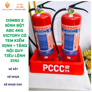 {Có kiểm định}Combo 2 bình chữa cháy bột 4kg đã kiểm địnhkèm kệ nhựa và Tặng nội quy tiêu lệnh 2in1