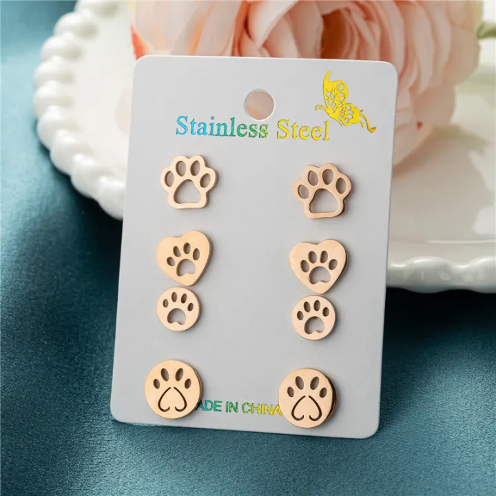 4Pairs/Lot%20Lovely%20Stainless%20Steel%20Dog%20Paw%20Stud%20Earrings%20for%20Women%20Everyday%20Jewelry%20Fashion%20Animal%20Cat%20Footprint%20Earing%20Accessory%20-%20Image%205