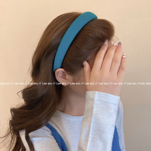 Lake Blue Sponge Hairband Womens Daily Outdoor High Hairline Hair Clip Versatile Thin Headband Elegant New Style Hair Accessories