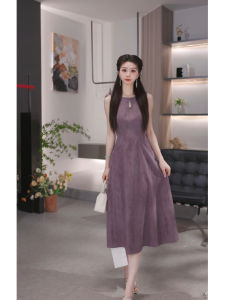 DENGLIULIU | Vintage Purple Fair-skin Sleeveless Slimming Long Dress