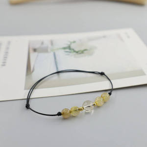 Natural Golden Hair Crystal Yellow Quartz Bracelet Fresh Design Woven Style Attract Wealth Lucky Charm Gift for Women