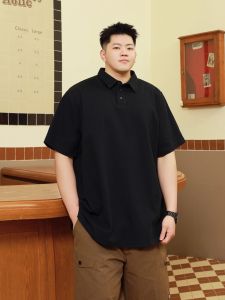 Trendy plus Size Mens Casual Short Sleeve Polo Shirt Loose Fit Pure Color Summer Fashion Large Code Male Clothing