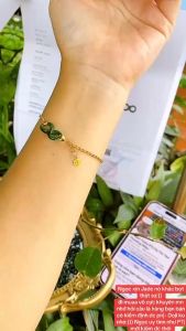 lắc tay vàng tây đồng điếu ngọc cẩm thạch tự nhiên vip mix lu thống cẩm thạch vipvòng tay đá phong thuỷ trang sức thiết kế đủ hoá đơn thẻ bảo hành