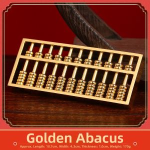 DINGFENGGE | Golden Brass Abacus Decor with Moving Beads for Office Home and Gift