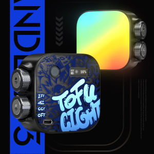 PHOTOOLEX Tofu RGB Camera Light | Full Color RGB LED Light 2500-9900K Portable LED Video Lighting w Rechargeable Battery Cold