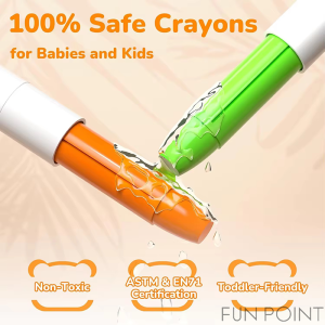 FUN POINT 48/36/24/12 Colors plastick crayons Crayons Painting Safe Non-Toxic Washable Not Dirty Hand Drawing Coloring Toddler Crayons Kids Set