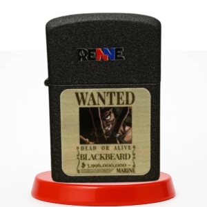RENNE Korek Api Karakter Blackbeard Wanted Poster Minyak Batu Sumbu Elegan Bahan Metal Premium