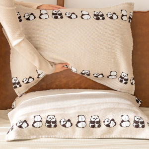 Pure Cotton Panda Pillowcases Cute Absorbent Breathable Single Person Pillow Covers Soft Fabric Sweat Wicking Pair Set