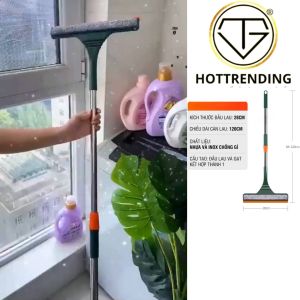 Cây Lau Kính Gạt Chùi Kính Đa Năng 2 Đầu Trong 1 Cán Tăng Giảm Chiều Dài 82cm Đến 120cm