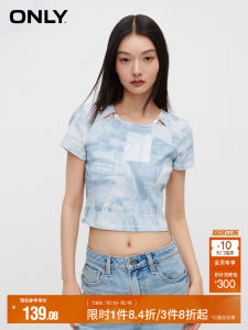 Only Summer Casual Short Sleeve Womens T-shirt Elastic Ribbed Slim Fit round Neck Hollow out Cotton Polyester Spandex Blend