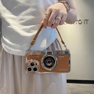 Phone Case Womens Trendy Protective Cover Silicone Material Hand Cord Wristband Crossbody Hanging Chain Full Protection