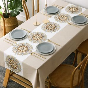 Miumiu 4/6/8 Seaters PVC Table Cloth Cover Waterproof Heat Resistant Washable Rectangle Aesthetic Design Table Protector