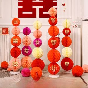 Wedding Decorative Honeycomb Ball Stand Set Living Room Decoration Wedding Supplies for Mens Side of Engagement