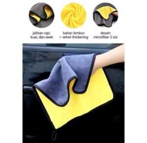 Kain lap microfiber 400gsm 30cmx30cm kain kuning orange lap mobil motor anti gores lecet kain lap halus lembut kain meja dapur lap kendaraan lap serbaguna body motor mobil elektronik