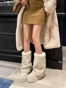 Tất Ống Lông Mèo Phong Cách Iceland Dày Dặn Cho Nữ Mùa Đông Ấm Áp Bảo Vệ Chân Và Đầu Gối