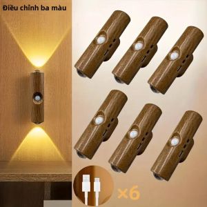 1 ~ 6 Chiếc Đèn LED Cảm Biến Chuyển Động Đèn Ngủ USB Sạc Có Thể Điều Chỉnh Độ Sáng Đèn Ngủ Cho Phòng Khách Hành Lang Cầu Thang