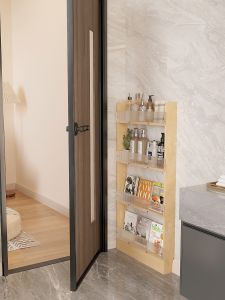 Super Thin Wall Mounted Shelf Storage Cabinet Bookcase Gap Organizer Multi Layer Vertical Door Back Rack Home Furniture