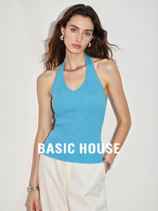 Basic House | Blue V-neck Halter Camisole Vest Summer Wear